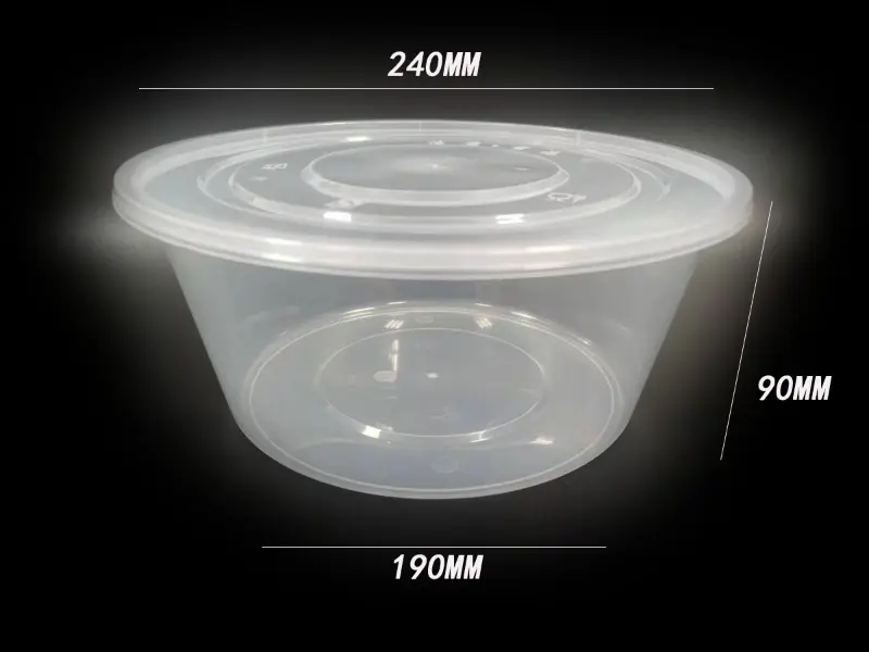 Envase de comida estilo tazón moldeado por inyección de PP de 3000 ml