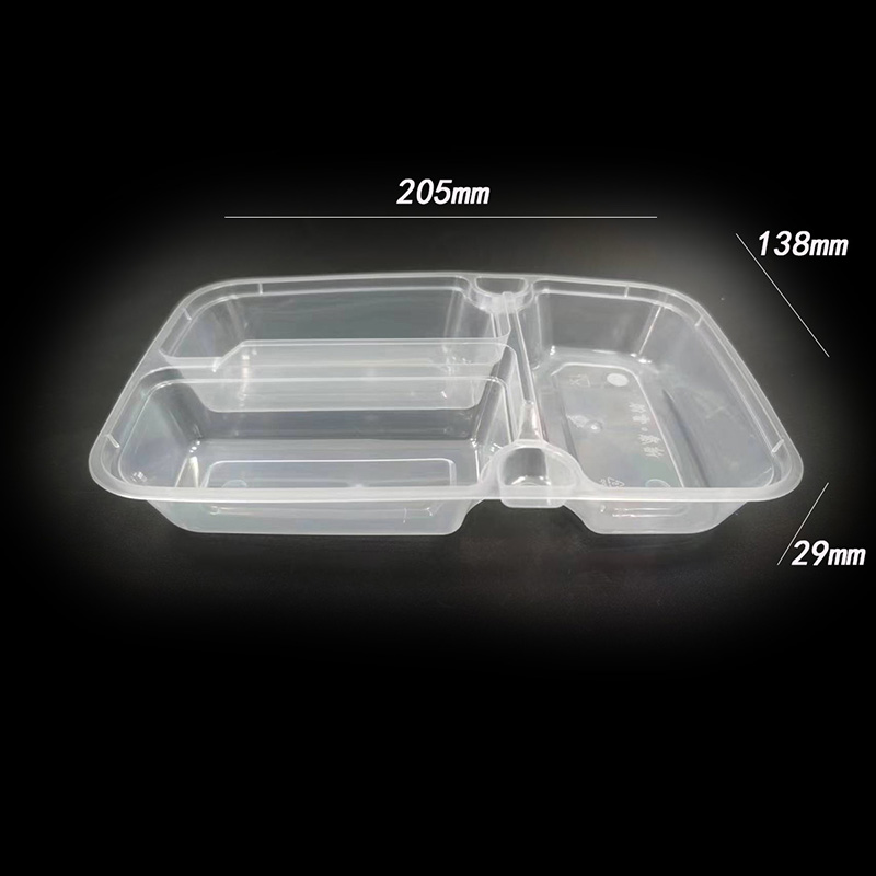 Caja de comida rectangular de PP estilo americano con dos compartimentos