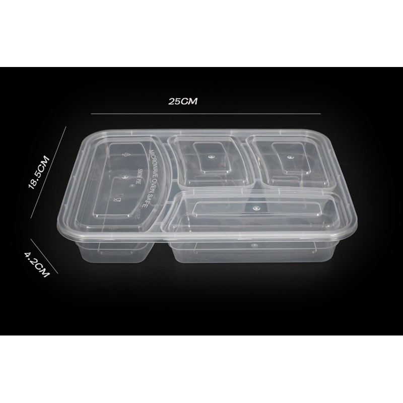 Caja de comida cuadrada de cuatro rejillas de PP de alta calidad