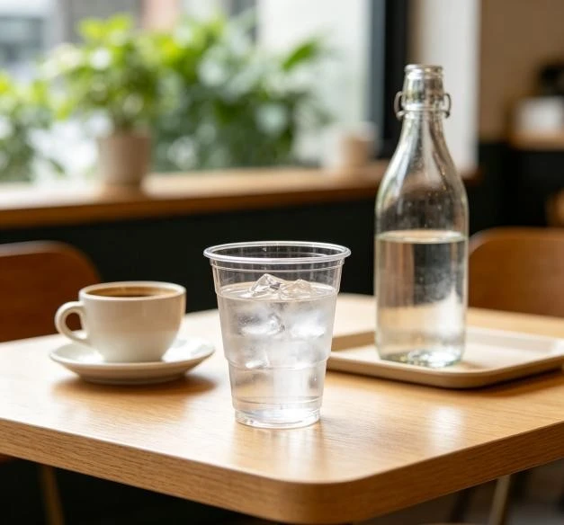 White and black transparent milk tea cup with flat lid